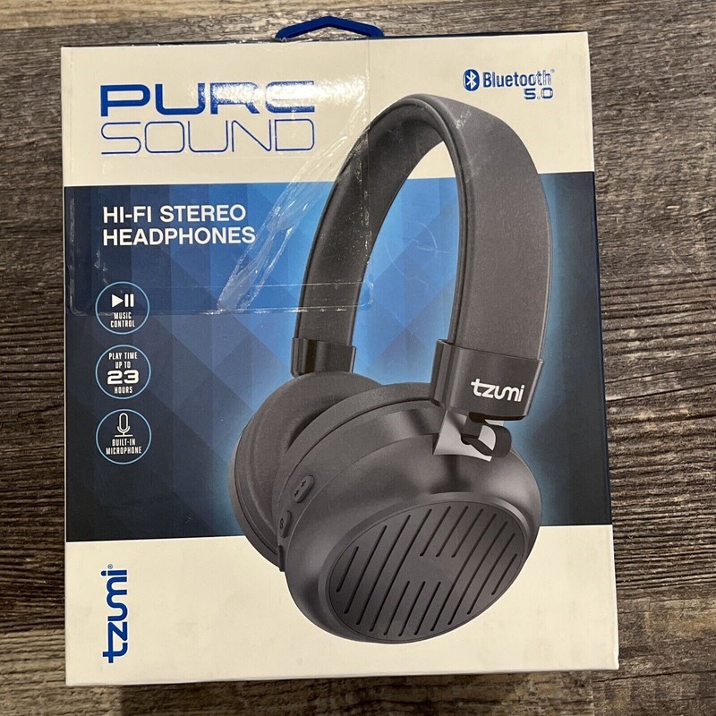 Tzumi Bluetooth 5.0 Pure Sound Hi-Fi Stereo Headphones With Microphone New