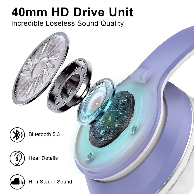 B9 Wireless Headphones Over-Ear, 60 Hours Playtime Lightweight Folding Hi-fi ... gallery