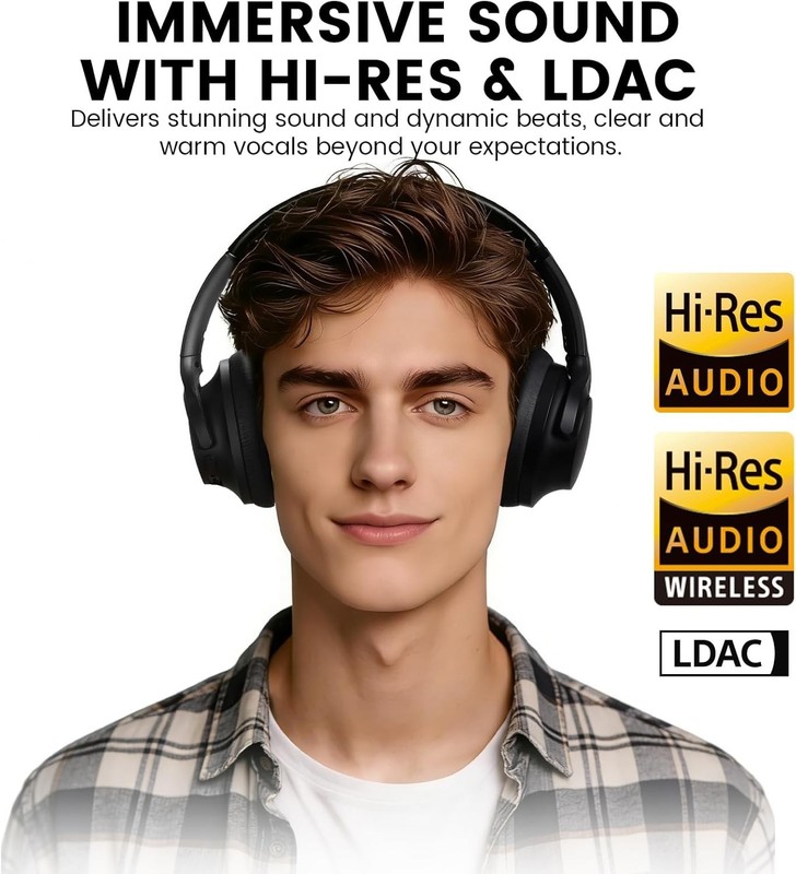 Y8+ Hybrid Noise Cancelling Headphones, 100H Playtime, Bluetooth 6.0 gallery