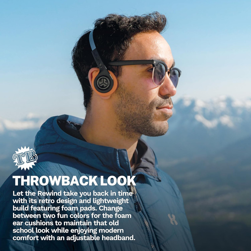 Jlab Rewind 2 Wireless Retro Headphones, 20+ Hours Playtime, App Support, Blueto gallery