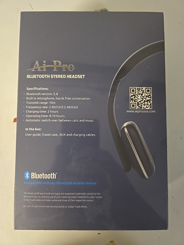 Ai Pro-100 Plus Bluetooth Headphones BLACK- Brand New in Box! Free Shipping! gallery