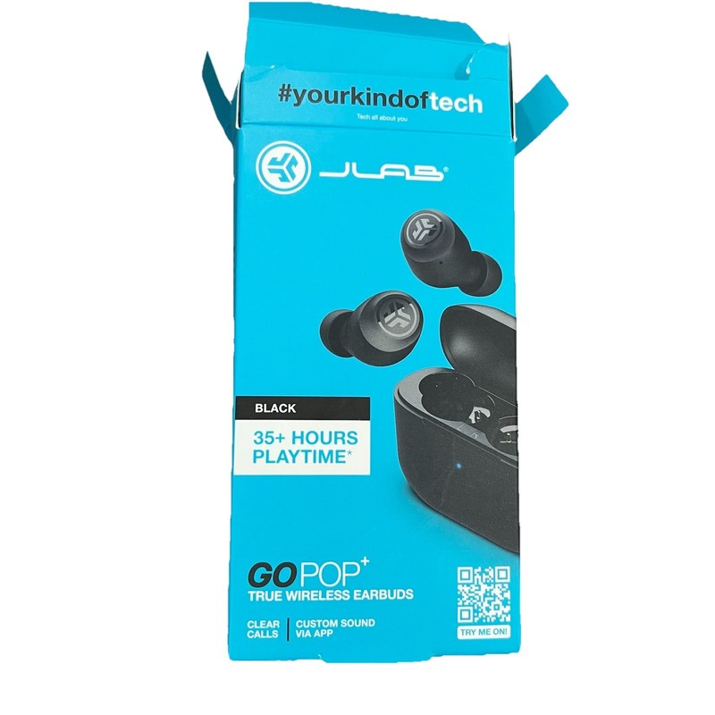 JLab Go Pop + Bluetooth Earbuds – Black New Open Box