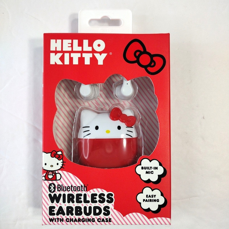 Hello Kitty Bluetooth Wireless Earbuds With Charging Case Built-In Mic Red B