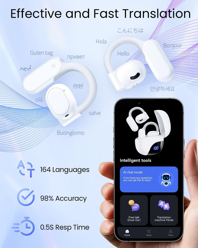 AI Translation Earbuds Real Time 164 Languages 80H Playtime Translator Ear Buds gallery