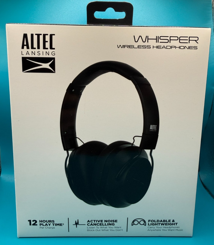 Altec Lansing Whisper Headphones black new active noise cancelling