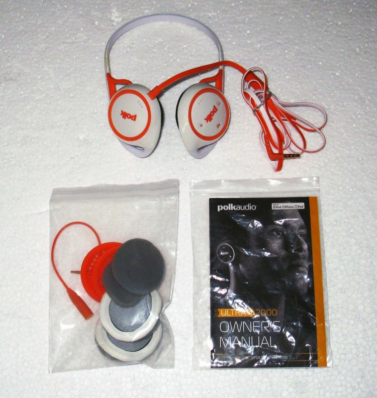Polk Audio UltraFit 2000 Sports Band Headphones Built-In Microphone Orange White gallery
