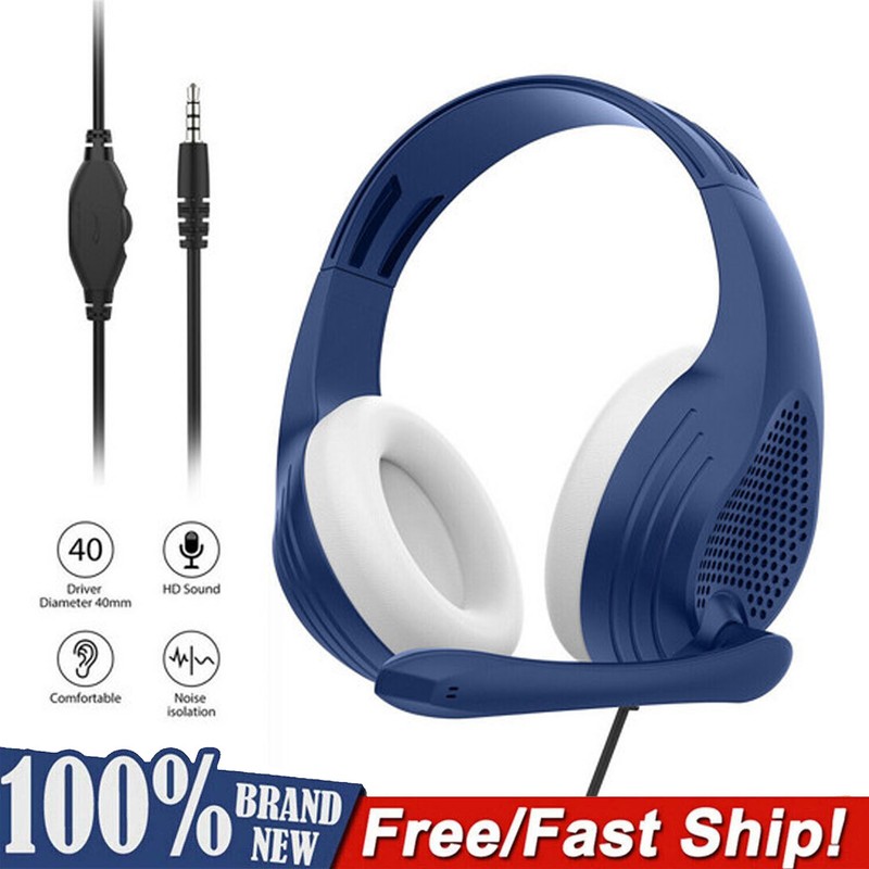 New 3.5mm Gaming Headset Bass Surround Headphones with Mic For PC PS4 PS5 Xbox