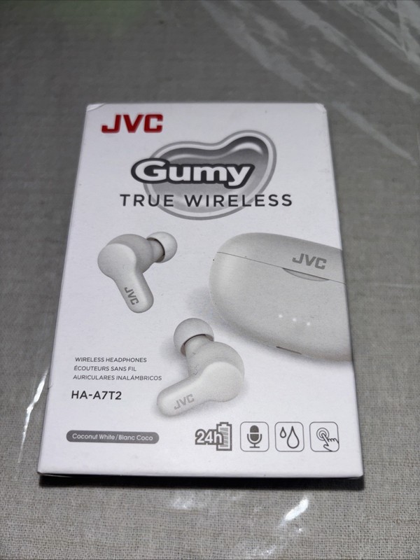 JVC Gumy True Wireless InEar Earbuds/Earphones – White HA-A7T2- Brand New