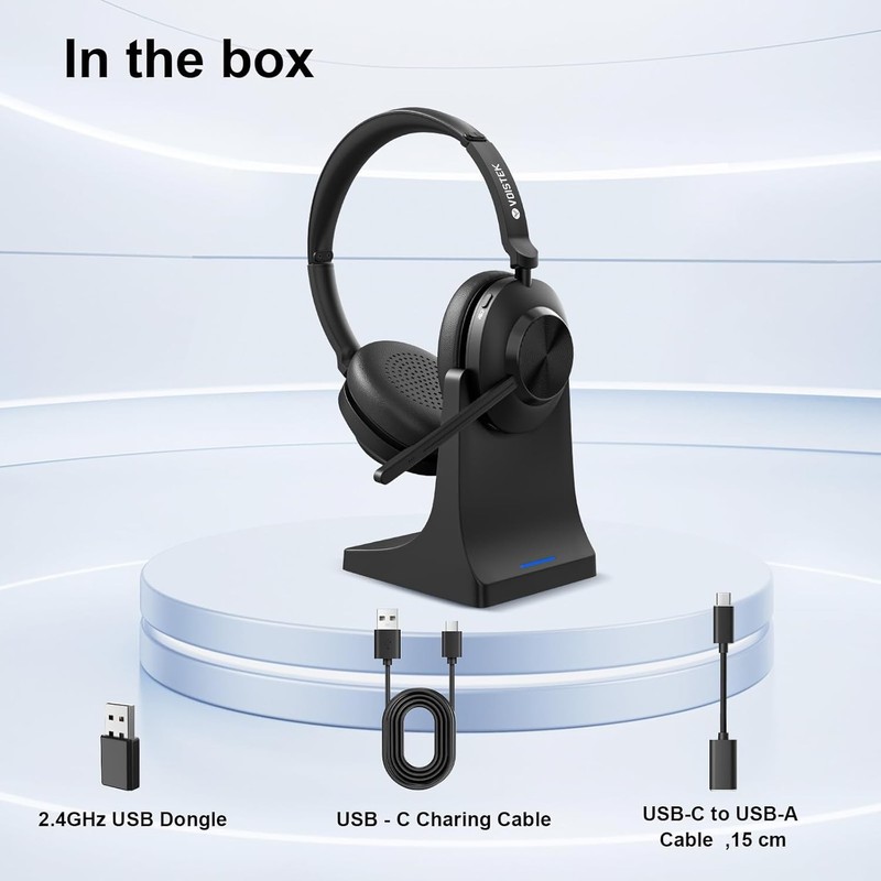 Voistek Wireless Headset with Noise Canceling Mic USB-dongle Bluetooth Headphone gallery