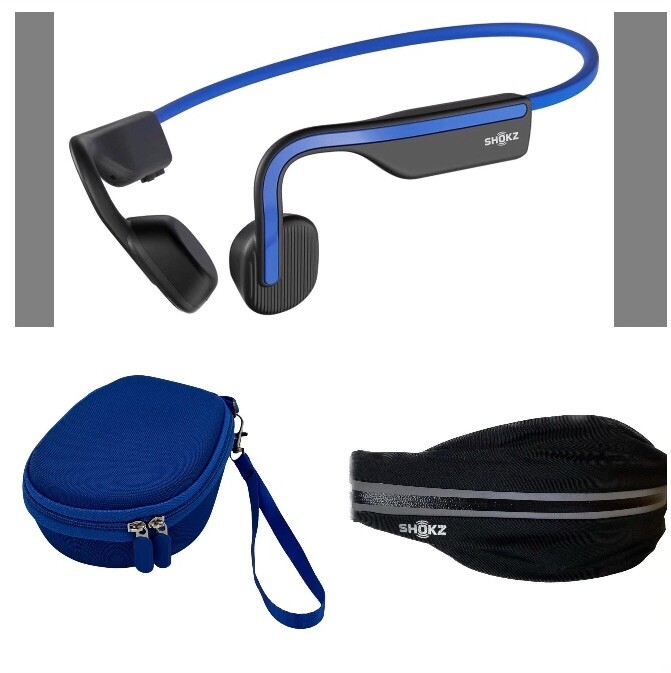 Shokz OpenMove Bone Conduction Headphones, Hardshell Travel Case, Belt & Bag