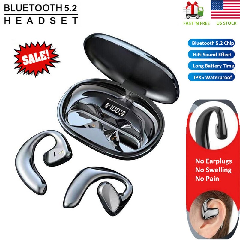Bluetooth 5.2 Headset TWS Wireless Earphones Sport Headphones Earbuds No Earplug