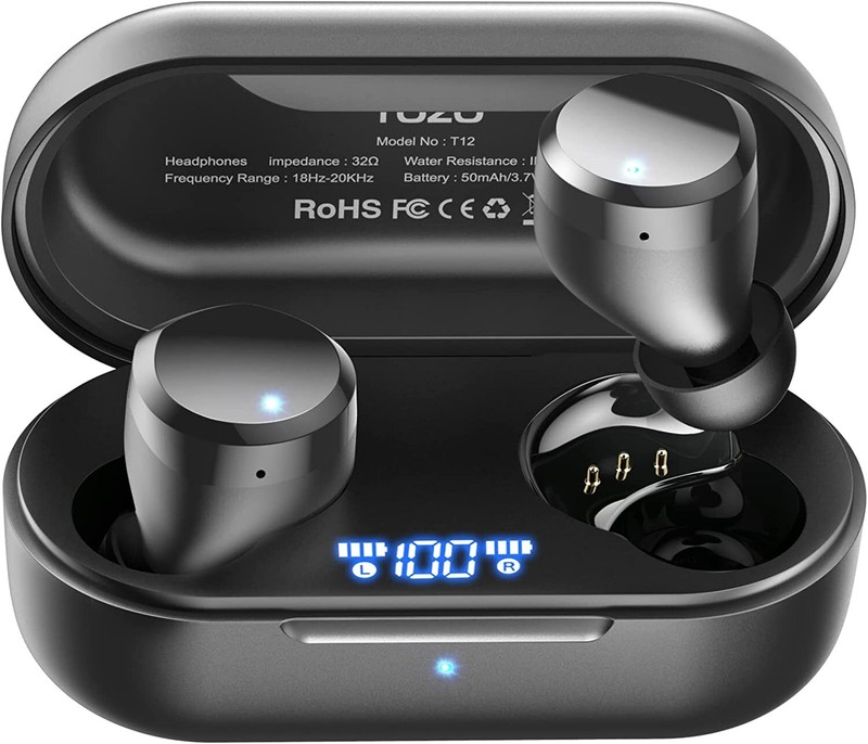 TOZO T12 Wireless Earbuds Bluetooth Headphones, Black (Renew)