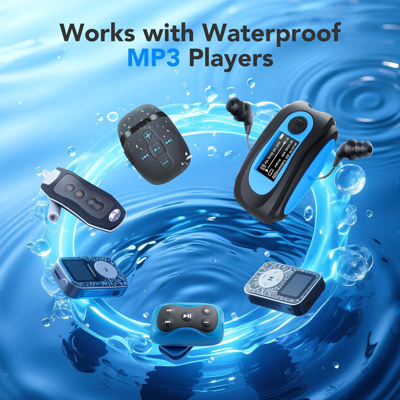 AGPTEK IPX8 Waterproof In-Ear Earphones, Coiled Cable Swimming Earbuds with Ster gallery