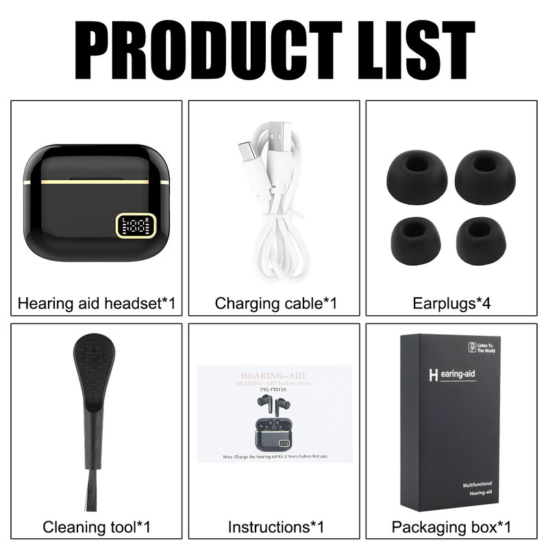 Rechargeable In-Ear Digital Hearing Aids Sound Voice Amplifier Bluetooth Headset