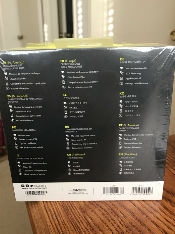 NEW SMS Audio BioSport Biometric Earbuds with Heart Rate Monitor - Yellow gallery