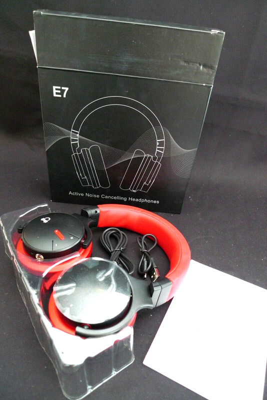 MOVSSOU BRAND ACTIVE NOISE CANCELLING HEADPHONES E7 IN RED NEW IN BOX
