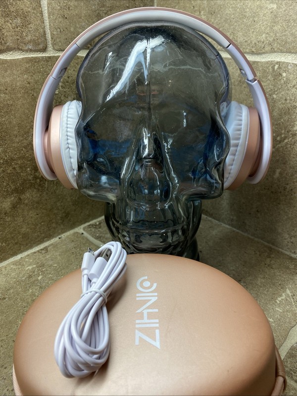 ZIHNIC Bluetooth Headphones Over-Ear, Foldable Wireless Pink Rose Gold