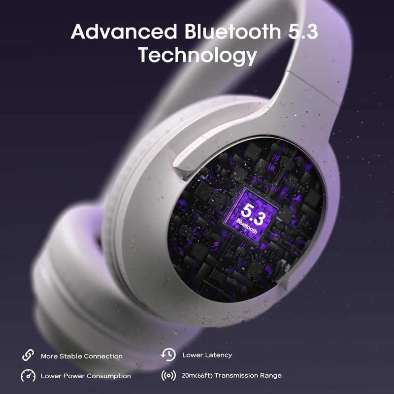 Wireless Over-Ear Bluetooth Headphones, 80H Playtime, ENC Mic, Deep Bass, Foldab gallery