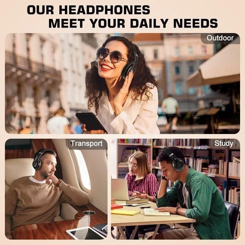 Headphones Wireless Bluetooth Noise Cancelling Stereo Earphones Over Ear Headset gallery