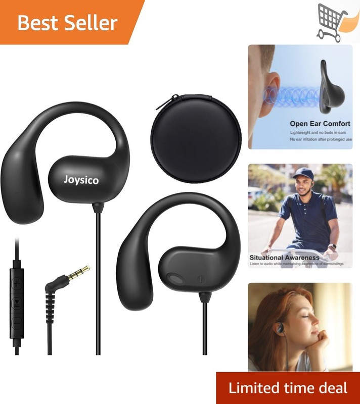 Wired Open Ear Headphones Microphone Volume Control Sport Running Comfortable