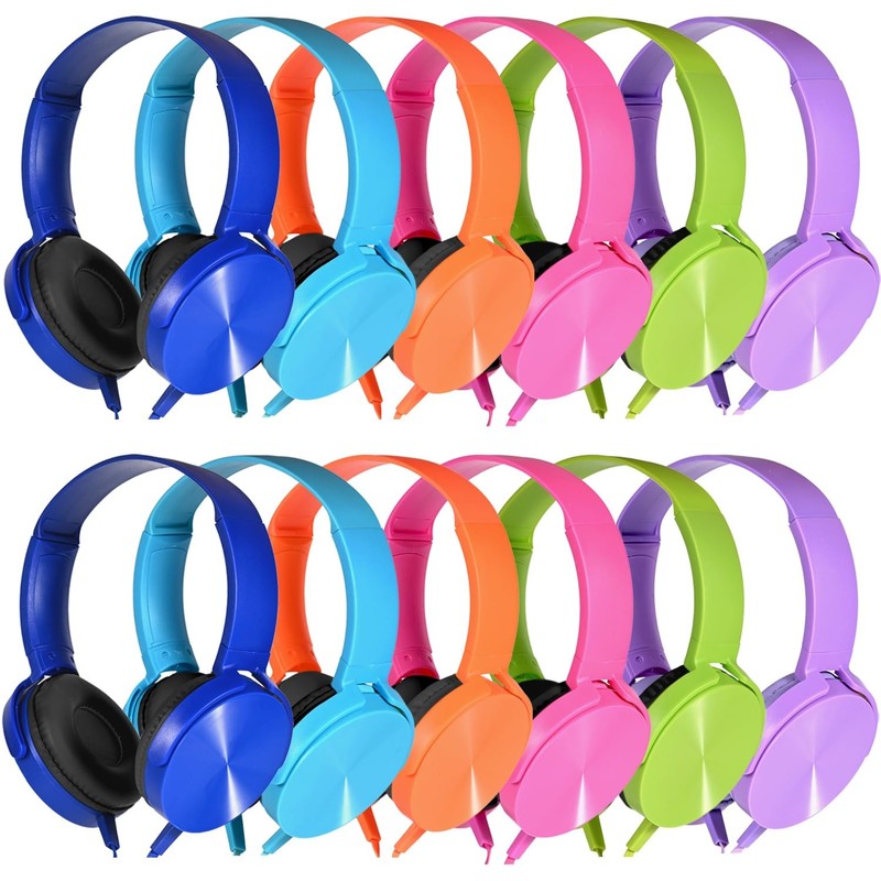 Bulk Headphones 12 Pack for School Classroom Kids K-12, Wholesale Wired Durab…