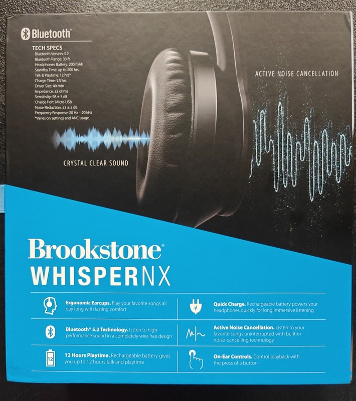 Brookstone WhisperNX Noise-Cancelling Headphones, BSNCH101BK, New - UNOPENED gallery