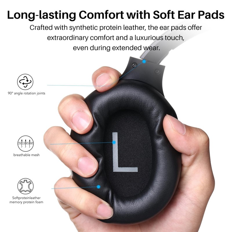 TOZO HT2 Hybrid Active Noise Cancelling Over Ear Headphones, Black (Renew) gallery