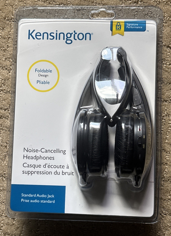 Kensington Headphones Noise Cancelling Folding K33084 Standard Jack Prof A-11