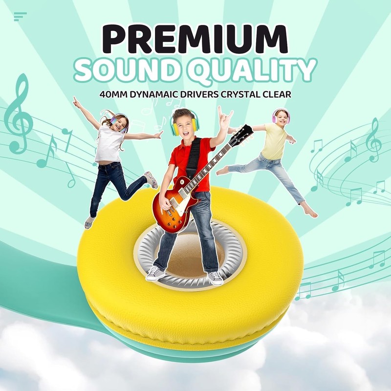 Volume Limited Kids Bluetooth Headphones, 60H Playtime-Green gallery