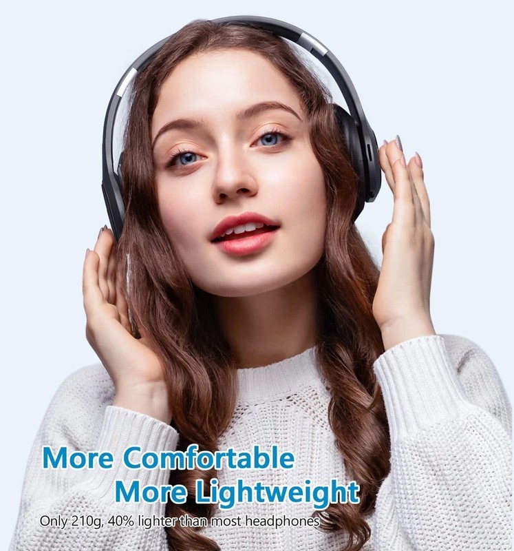 Bluetooth Headphones Over Ear, 60 Hours Playtime Foldable Regular, Black gallery