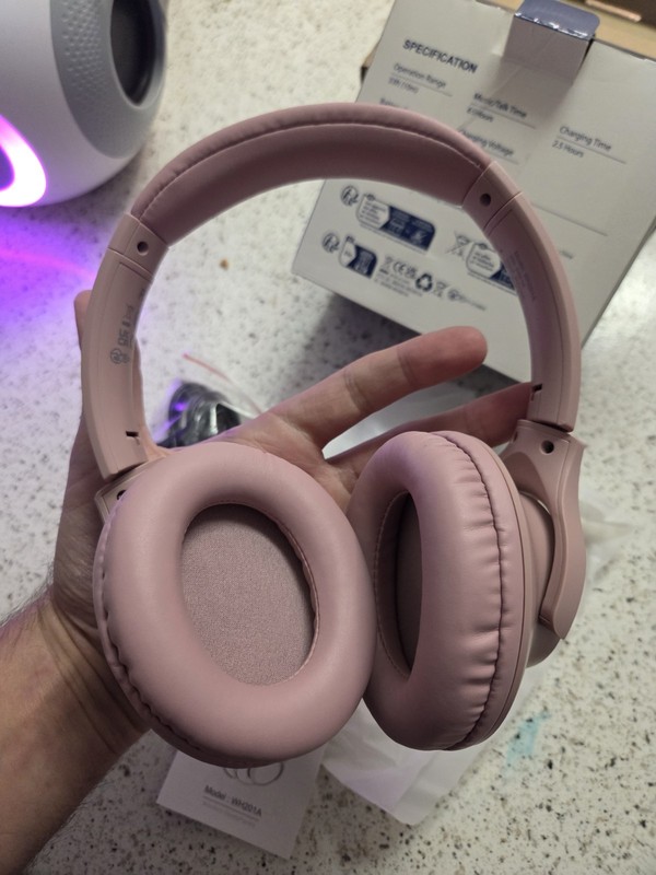 KVIDIO Bluetooth Headphones Over Ear, 65 Hours Playtime Wireless Headphones Pink