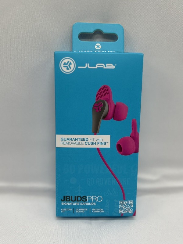JLab JBuds Pro Signature Earbuds Custom Fit Universal Mic & Controls, Pink- New