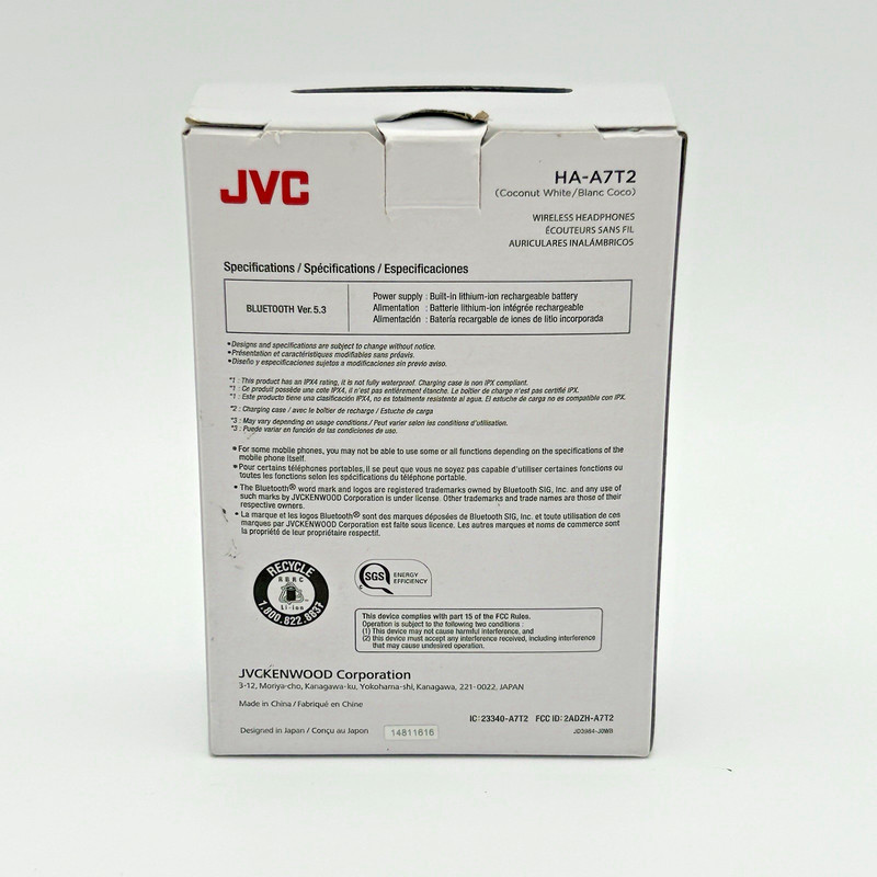 JVC Gumy Wireless Headphones HA-872-W-J Coconut White Untested As Is 2023 gallery