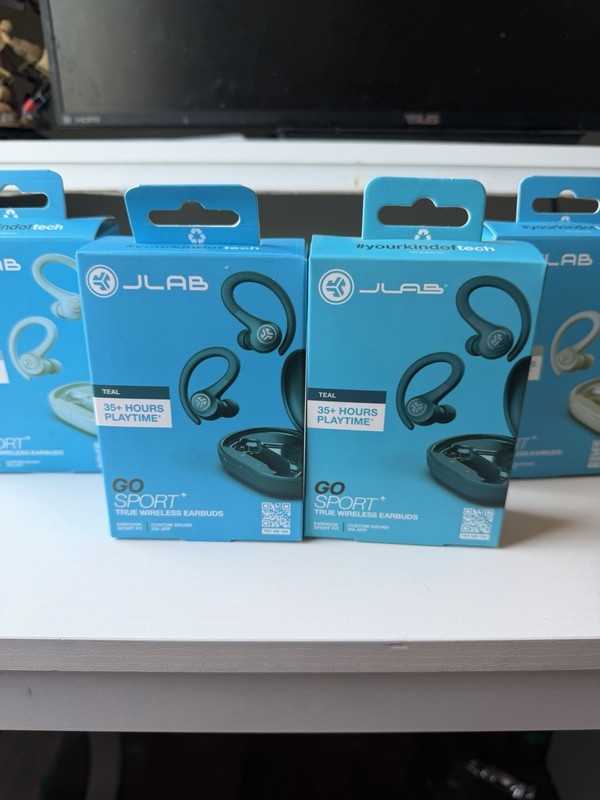 JLab Go Sport+ True Wireless Bluetooth Ear-Hook In-Ear Earbuds Mic Teal gallery