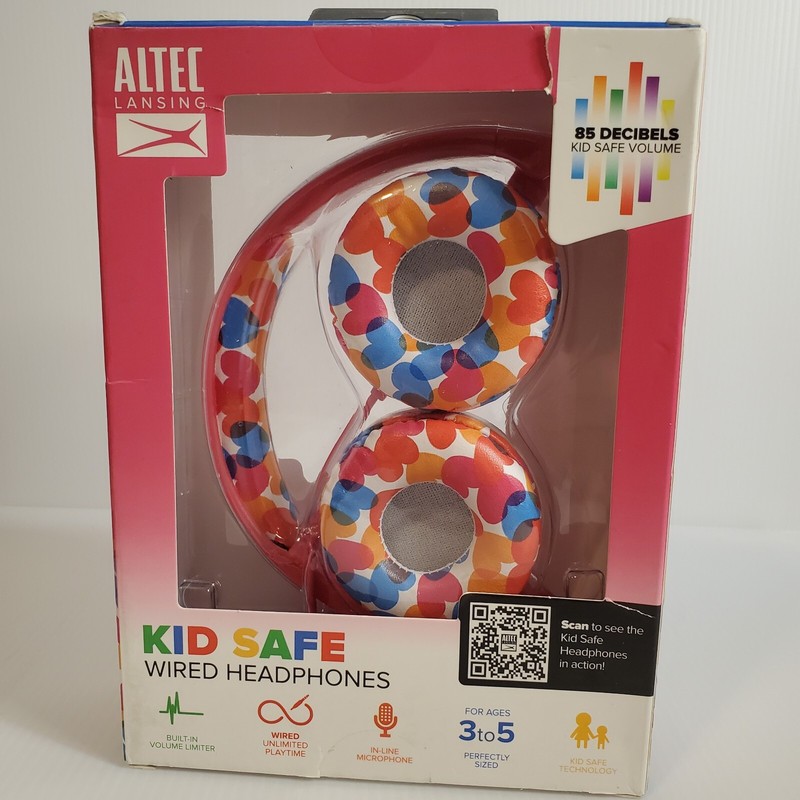 Altec Wired Kid Safe Headphones Built-In Volume Limiter Pink Headset Ages 3-5
