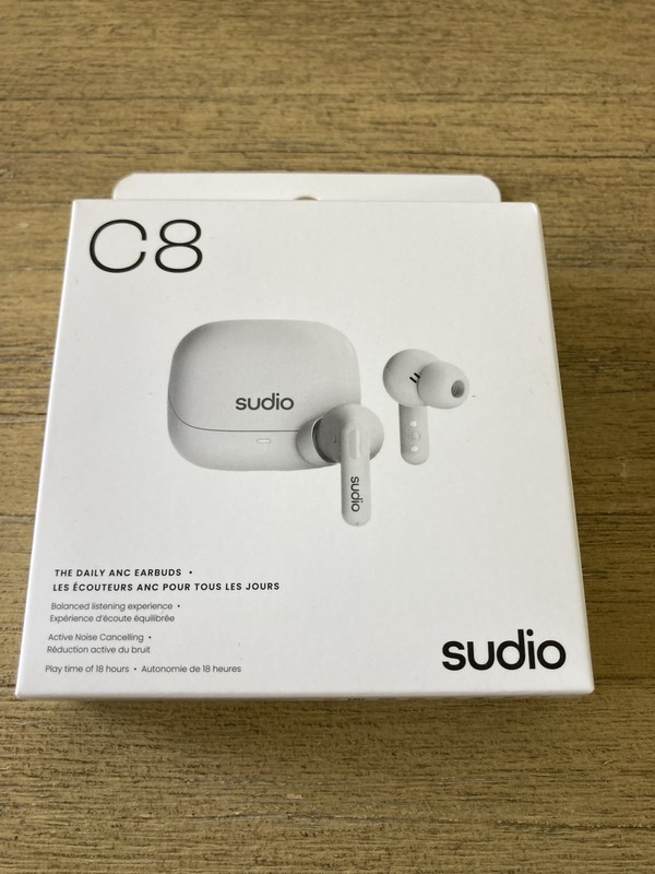 SUDIO C8 White Wireless Earbuds Noise Canceling ANC 18 Hour Playtime NEW IN BOX