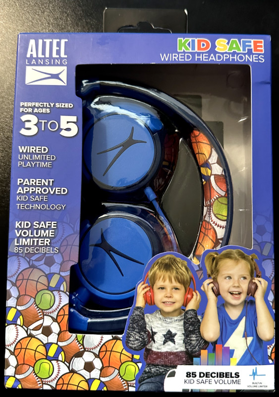 Altec Lansing Kid Safe Wired Headphones Ages 3-5 With Built-in Volume – New