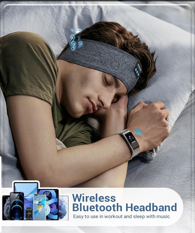 Bluetooth Sports Headband Headphones with Ultra-Thin HD, New (Charcoal Grey) gallery