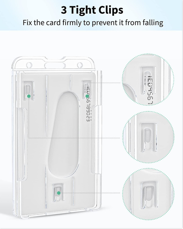 5 Pack Vertical 2-Card Badge Holder with Thumb Hard Transparent PC Case Protect gallery