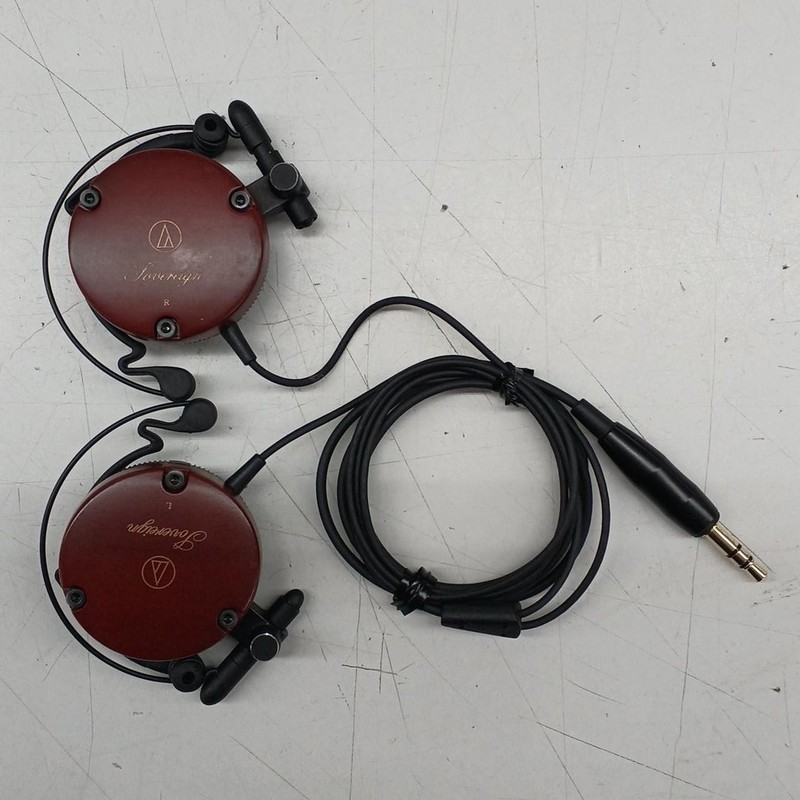 Audio-Technica ATH-EW9 Red Wooden Clip-On Headphones Portable Used gallery