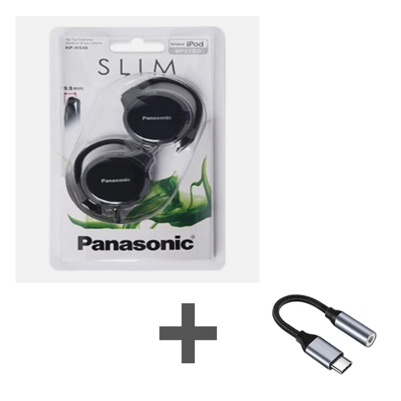 Panasonic RP-HS46 Ear-Hook Headphones – Black – USB-C smartphone