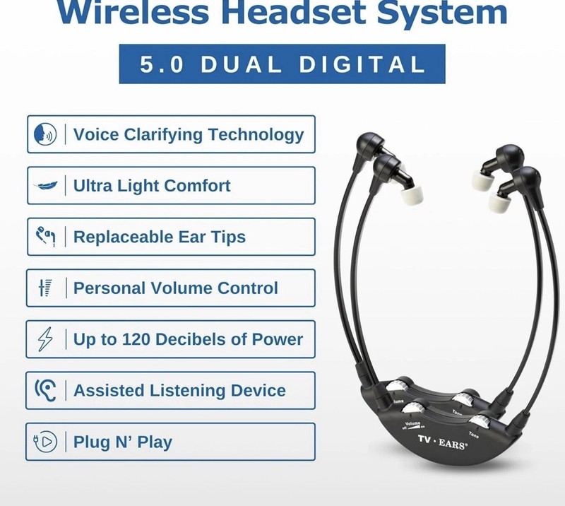 TV Ears 11841 Wireless Dual Digital Voice Clarifying Headphones Listening System gallery