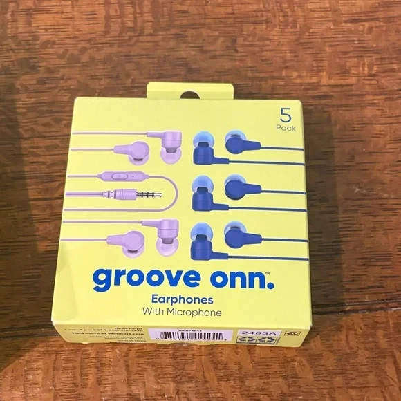 Onn Groove On-Ear Headphones and Earphones and 5 pack of earphones. New in box. gallery