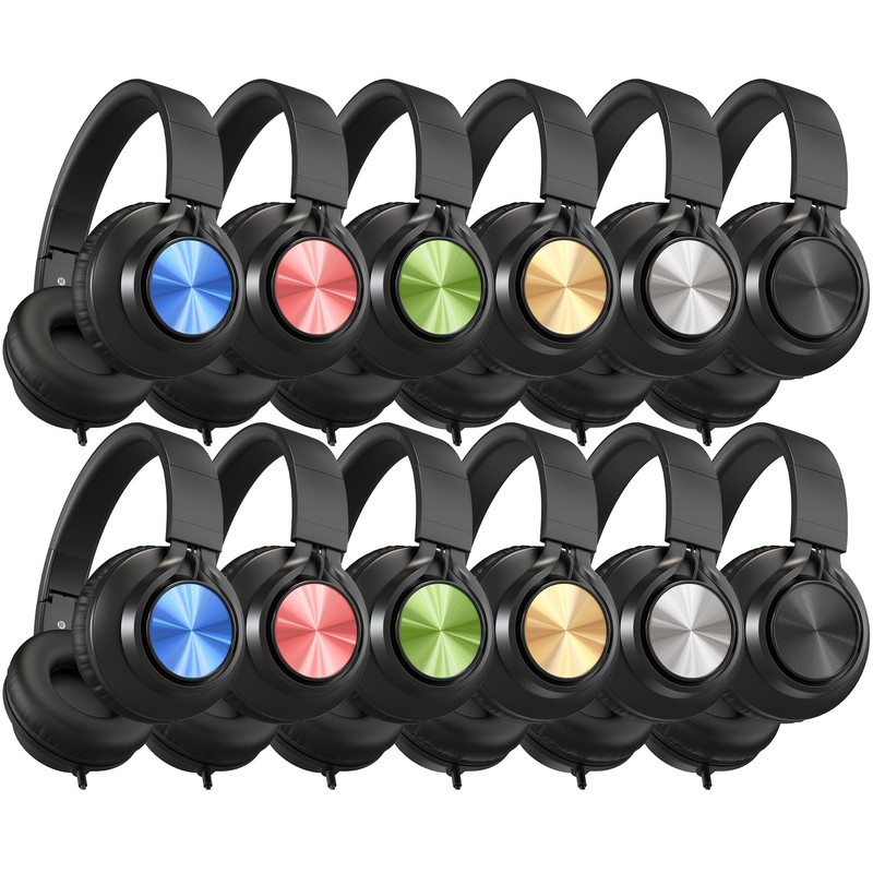 Classroom Headphones Bulk 12-Pack, Headphones Wired with Microphone for Stude…
