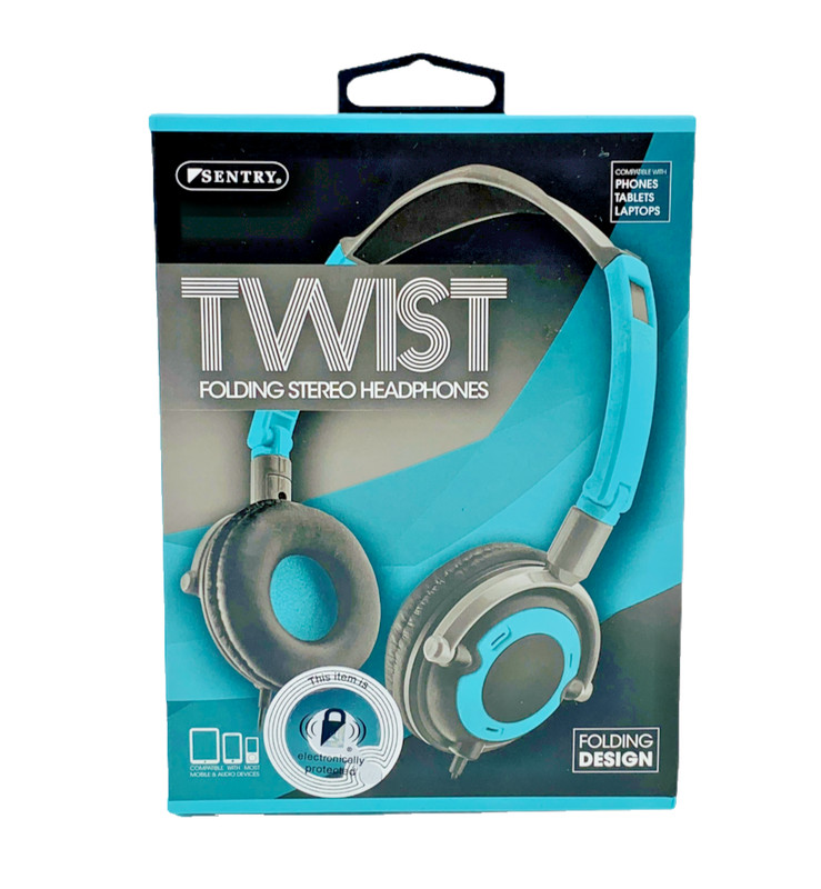 Sentry Twist Folding Stereo Headphones -New Blue