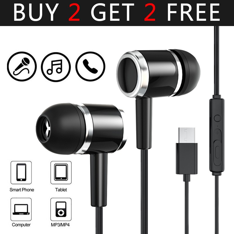 In-Ear Wired Earbuds Type C USB C Connector Earphones Headphones Bass Stereo US
