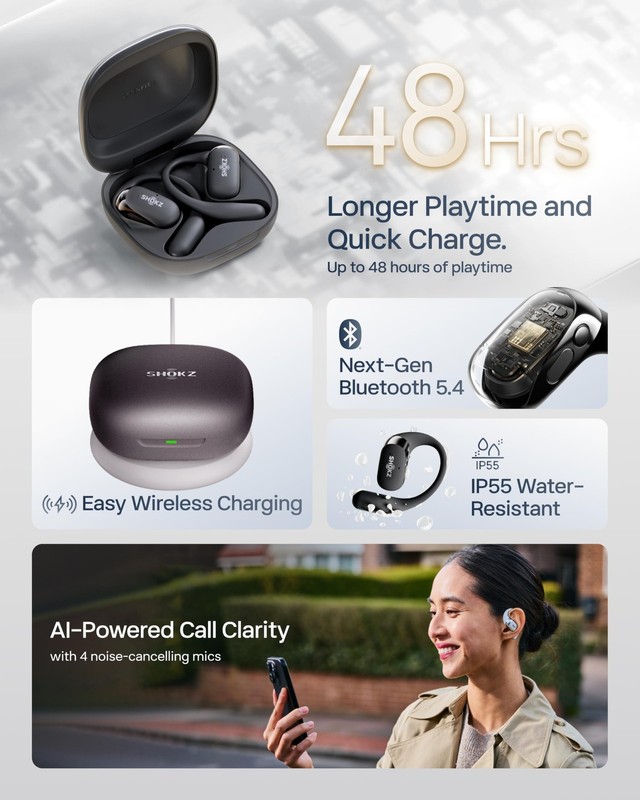 Shokz Openfit 2 Open-Ear Headphones Dolby Audio Enabled Comfortable Earbuds gallery
