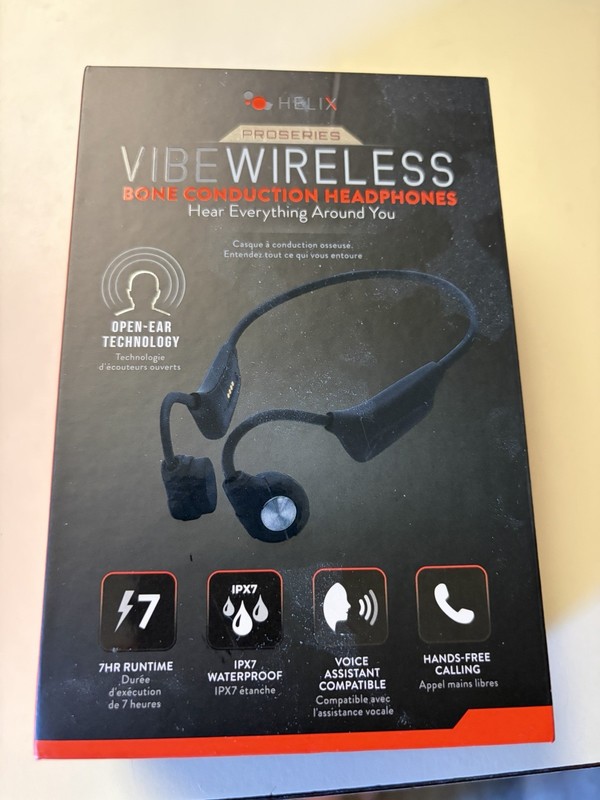 Helix VibeWireless Proseries Bone Conduction Wireless Headphones Black IPX7 Mic