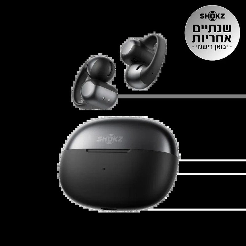 Shokz OpenDots ONE Black Open-Ear Clip-On TWS Wireless Earbuds IP54 E310-ST-BK