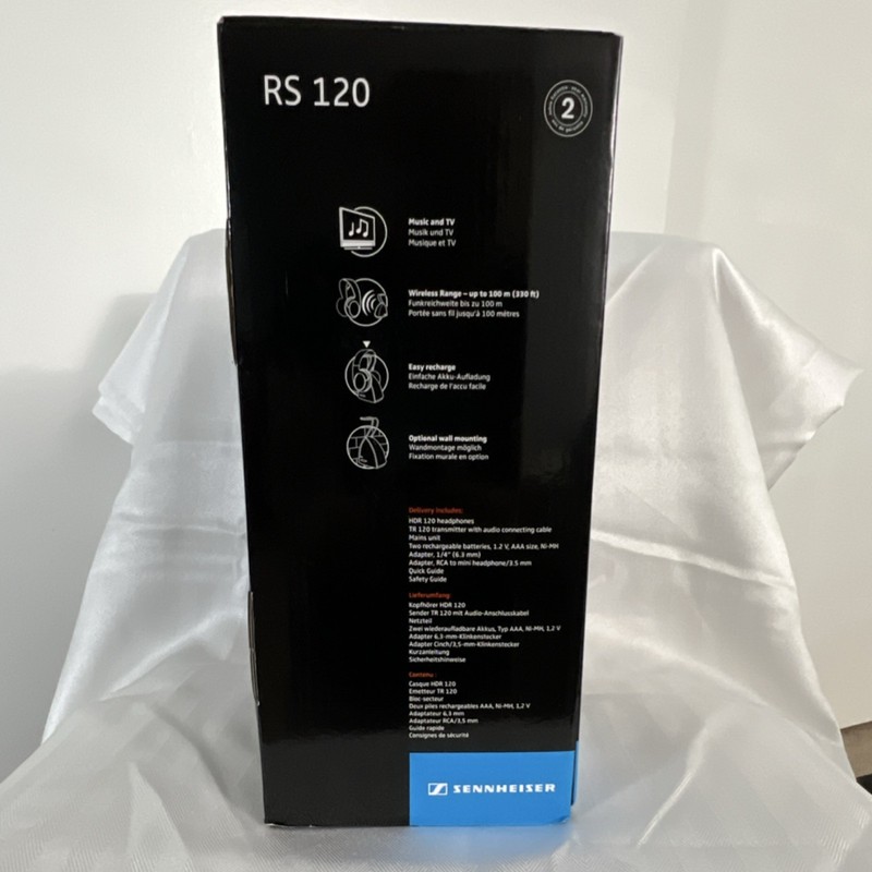 Sennheiser RS 120 RF Wireless Headphones w/ Charging Base Black for TV gallery